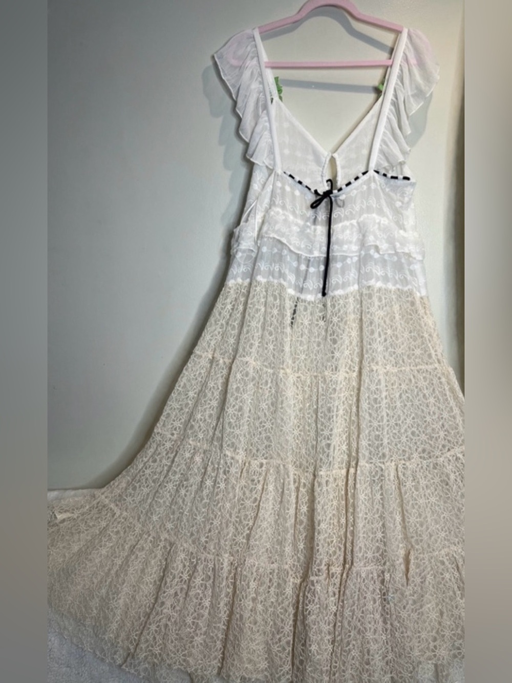 NWT Free People Selena Lace Rosette Open Front Festival Maxi Top Dress, S - Picture 5 of 11